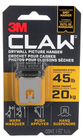 3M 3PH45M-1EF Picture Hanger, 45 lb, Steel, Drywall Mounting